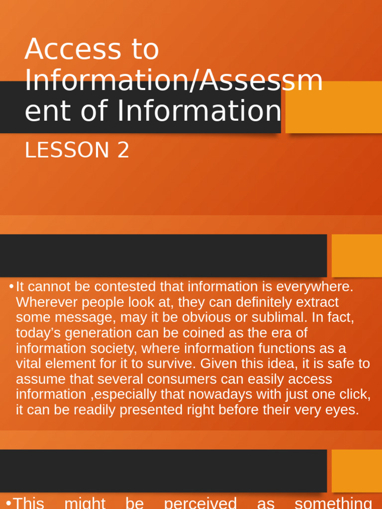 Lesson 2 Access To Information Assessment of Information | PDF