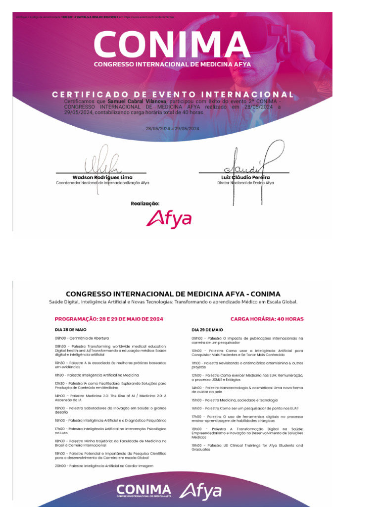 Certificado 2º CONIMA | PDF
