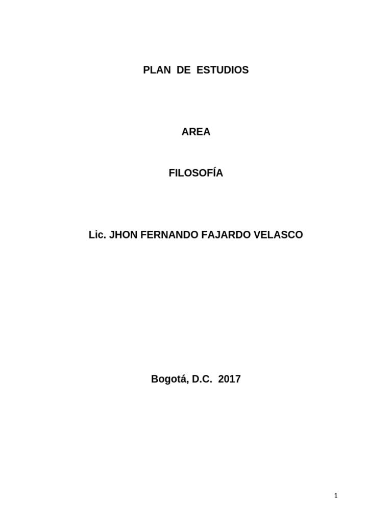 PLAN DE ESTUDIOS FILOSOFIA 2017 Jhon | PDF