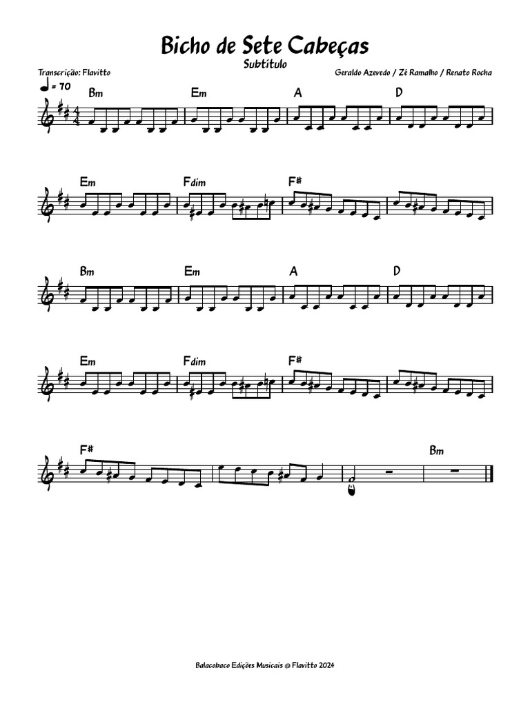 Bicho de Sete Cabeças (Partitura) | PDF
