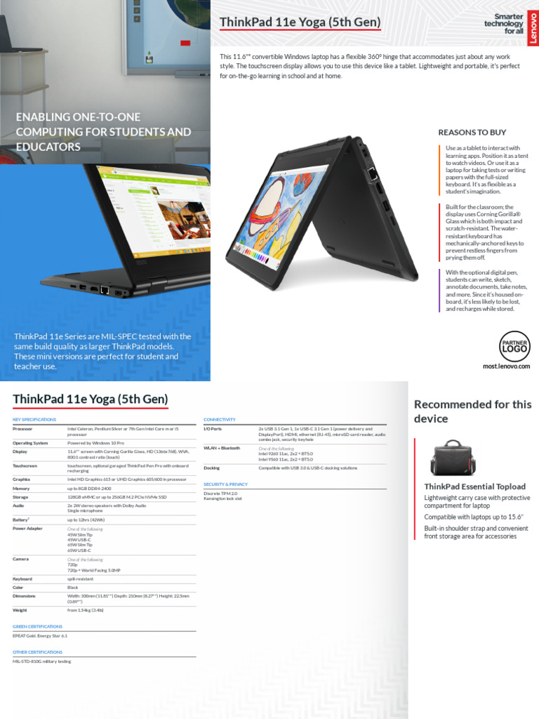 ThinkPad Yoga 11e 5th Gen Datasheet EN | PDF