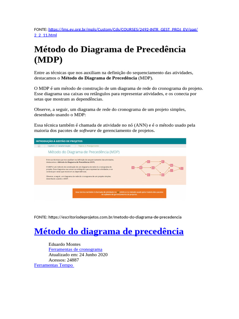 Método Do Diagrama de Precedência MDP | PDF
