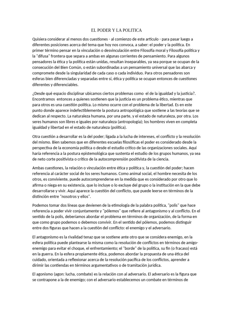 El Poder y La Politica | PDF