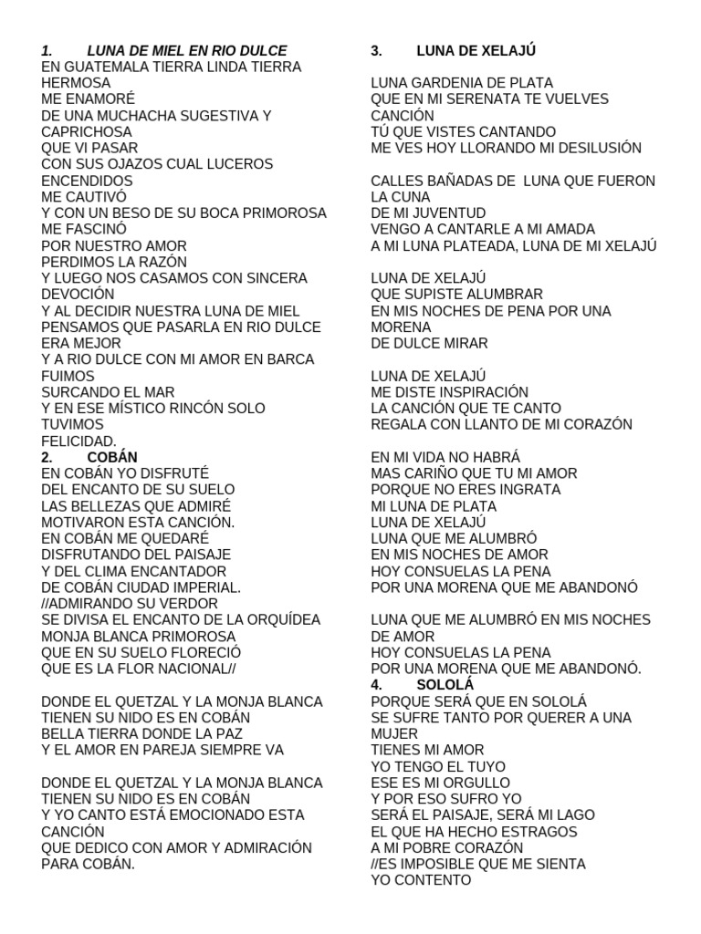 CANCIONES GUATEMALTECAS | PDF