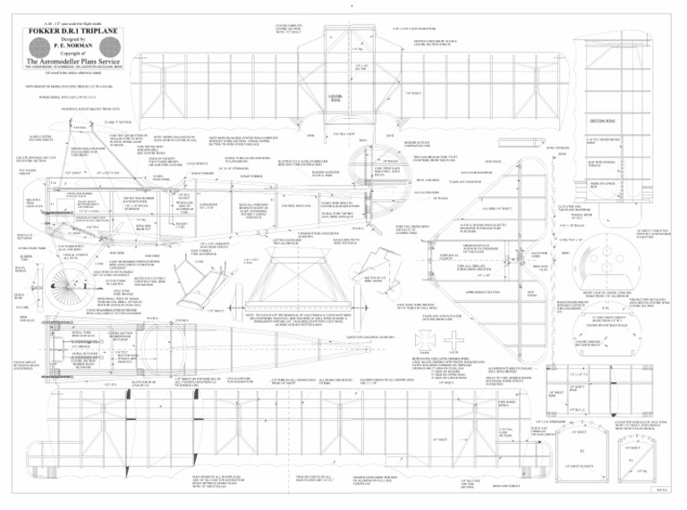 Fokker DR1 Triplane Plan FSP 453 Vector | PDF