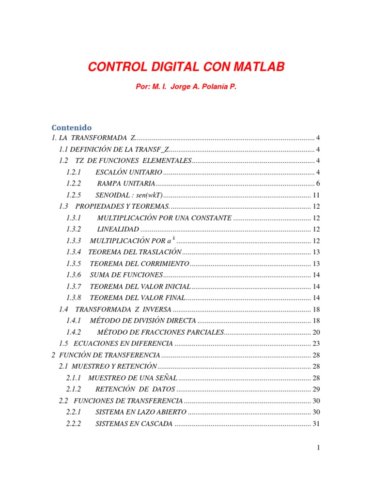 Control Digital Con Matlab | PDF | Sistema de control | Funcion exponencial