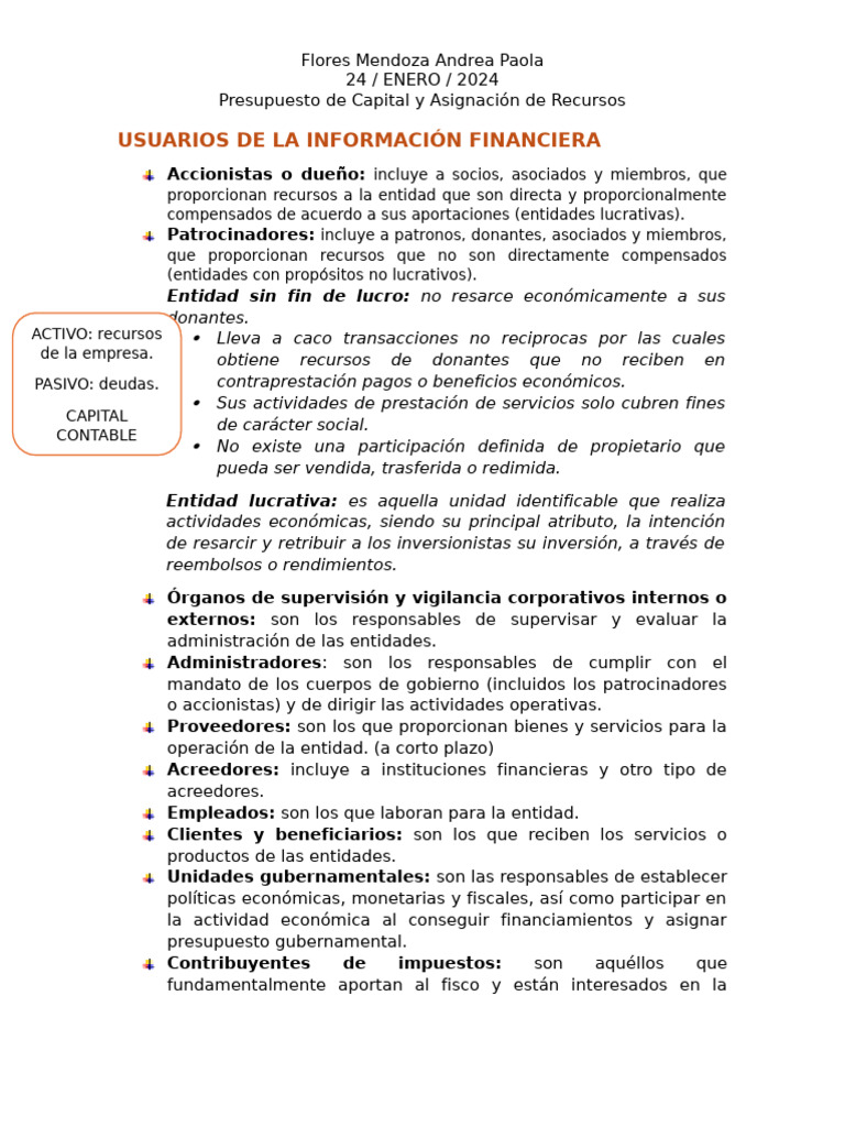 Presupuesto de Capital y Asignación de Recursos (Notas) | PDF