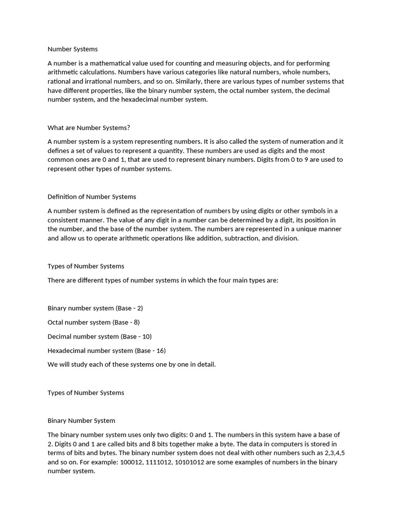 Number systems pdf
