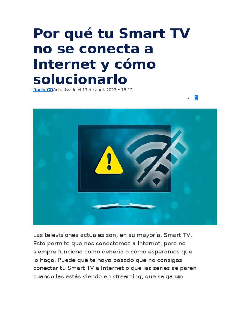 Por Qué Tu Smart TV No Se Conecta A Internet y Cómo Solucionarlo | PDF