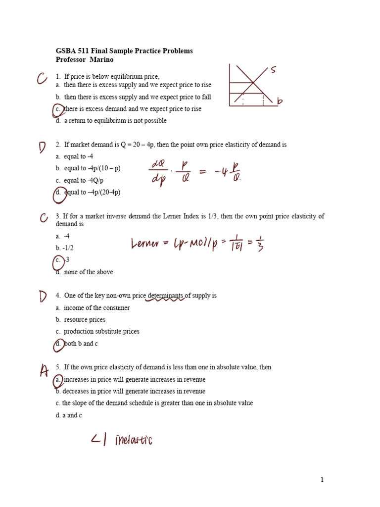 Final Sample Practice Problems With Answers 511 | PDF