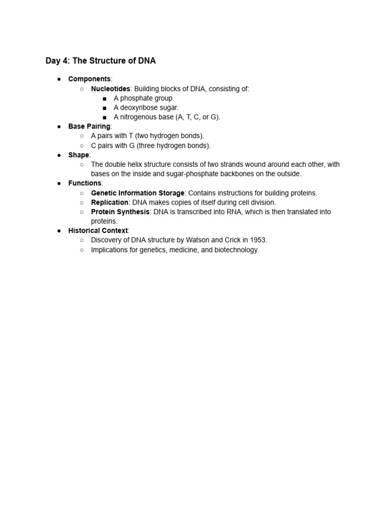 Day 4_ the Structure of DNA | PDF