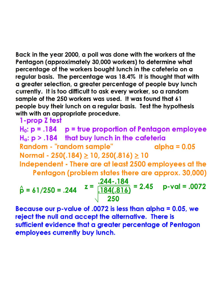 Unit 5 Day 7 - Z Tests T Tests | PDF