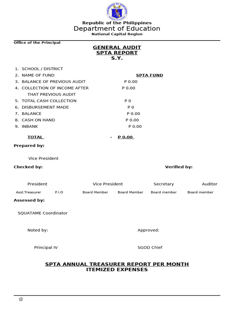 GENERAL AUDIT FORM SPTA FUND Final01NCR | PDF