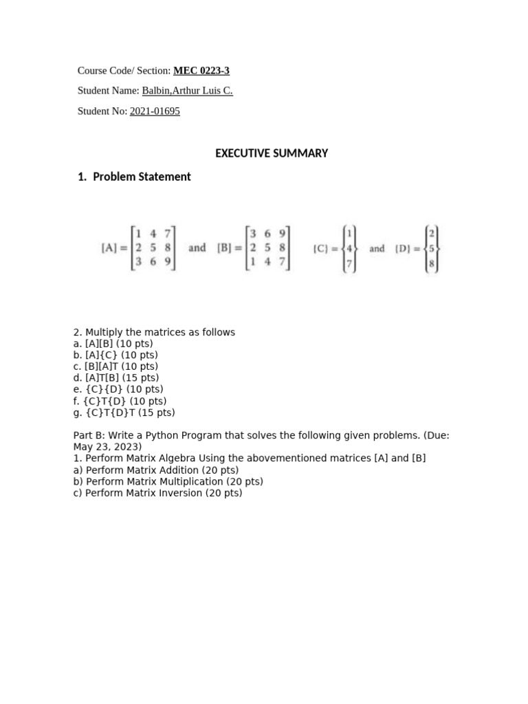 Machine Problems Outline | PDF
