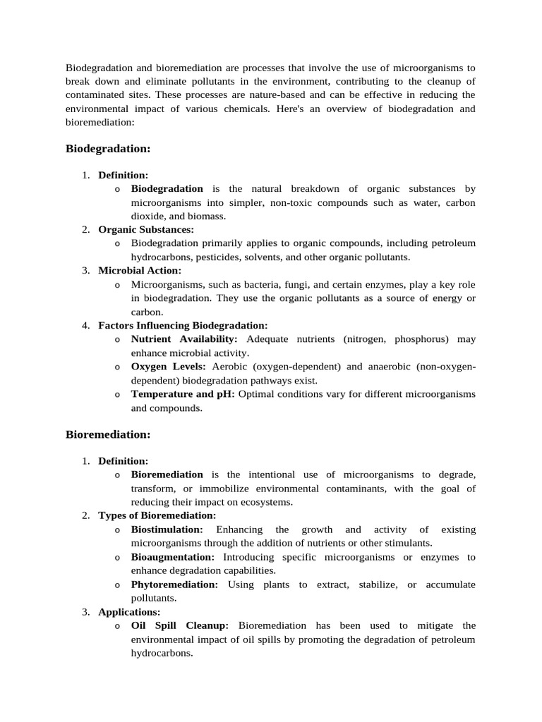 Biodegradation and Bioremediation of Chemicals | PDF