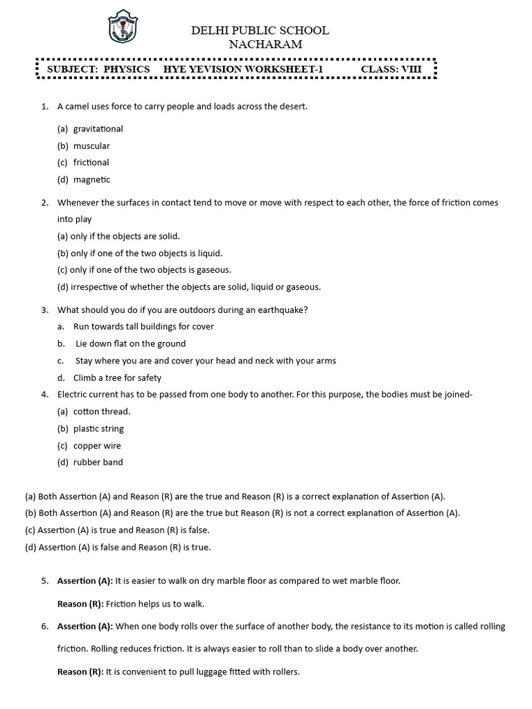 Physics revision worksheet 1 pdf