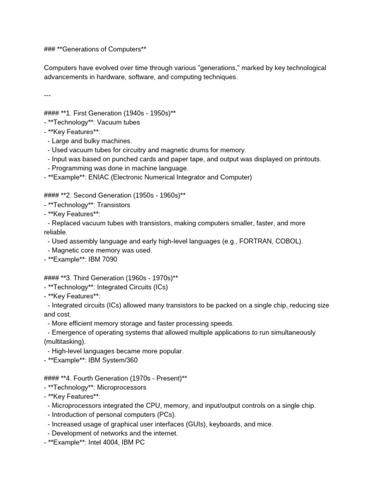 Generations and Components of Computers | PDF | Computer Data Storage ...