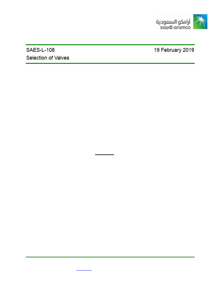 SAES-L-108 - Selection of Valves | PDF