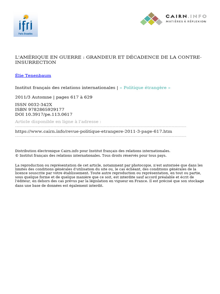 Grandeur Et Décadence de La Contre Insurrection | PDF
