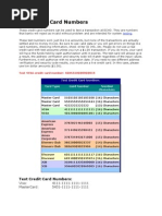 Test Credit Card Numbers