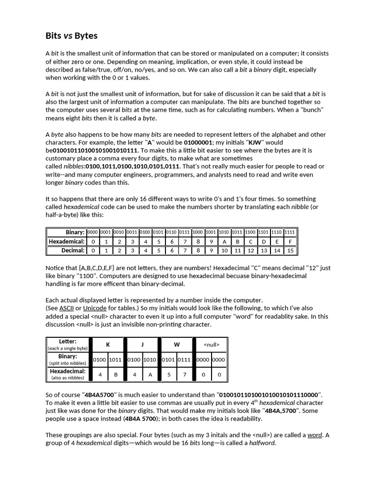 Reading 8.1 Bits & Bytes | PDF