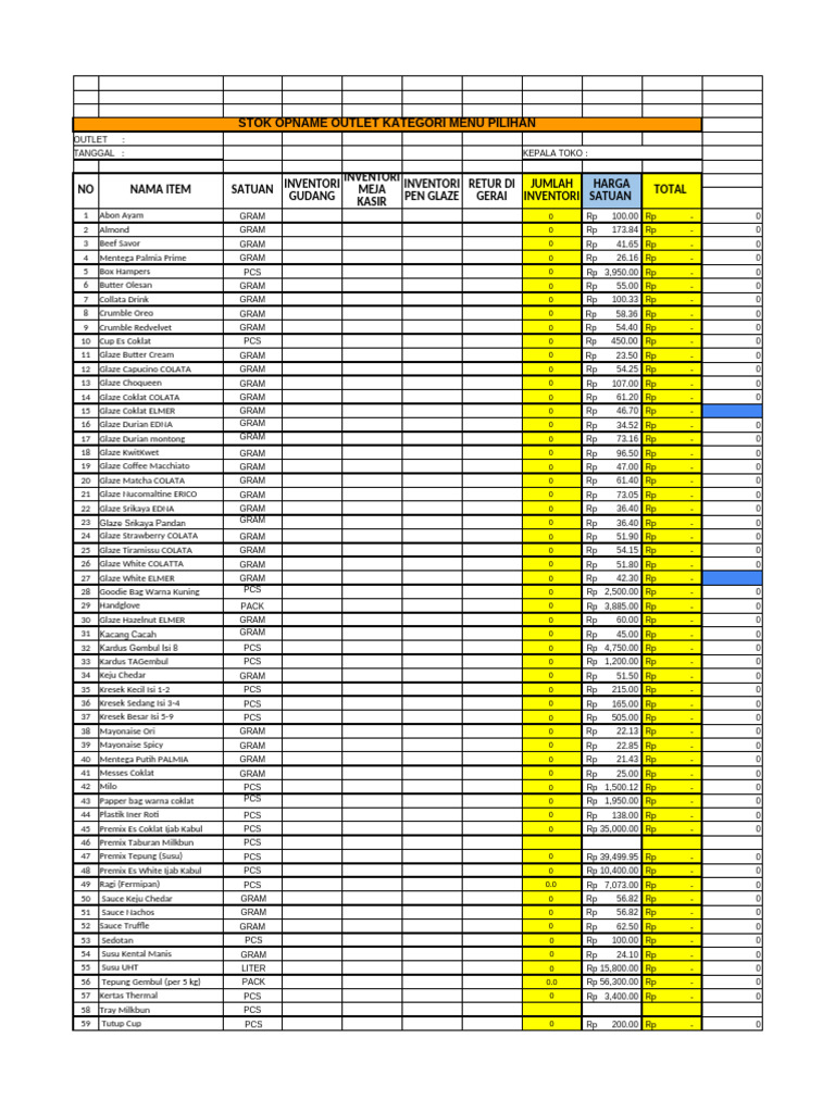 Master File Stok Opname Agustus | PDF