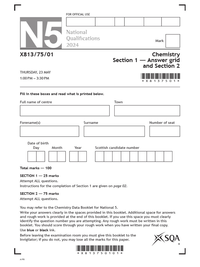 N5 Chemistry Section2 2024 | PDF