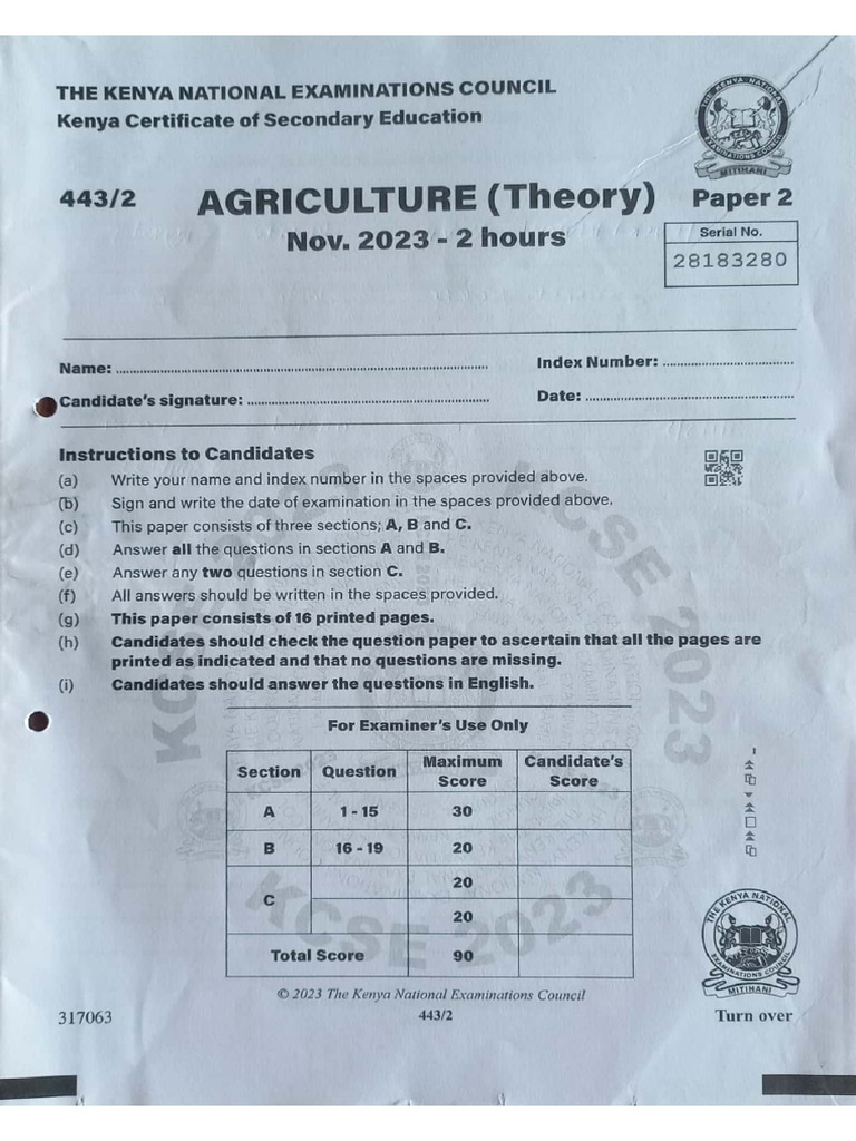 Kcse 2023 Agriculture Paper 2 PDF