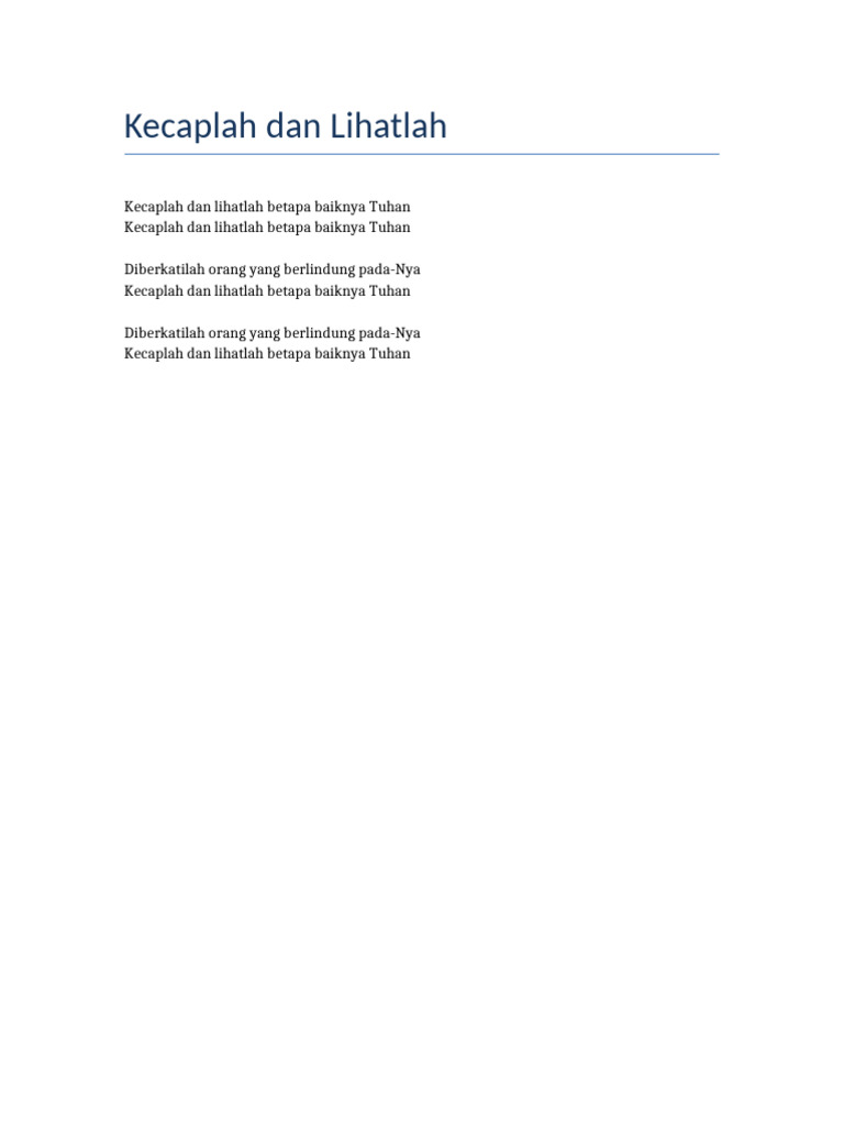 Kecaplah dan lihatlah lyrics pdf