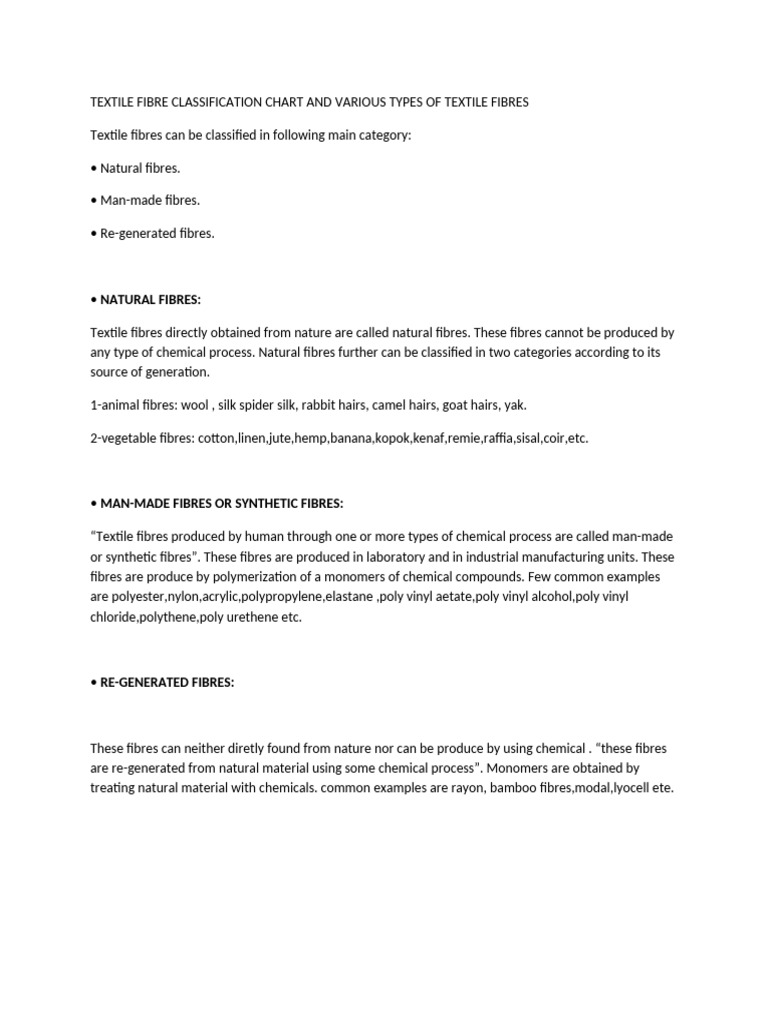 Classification Of Textiles Fibres Pdf