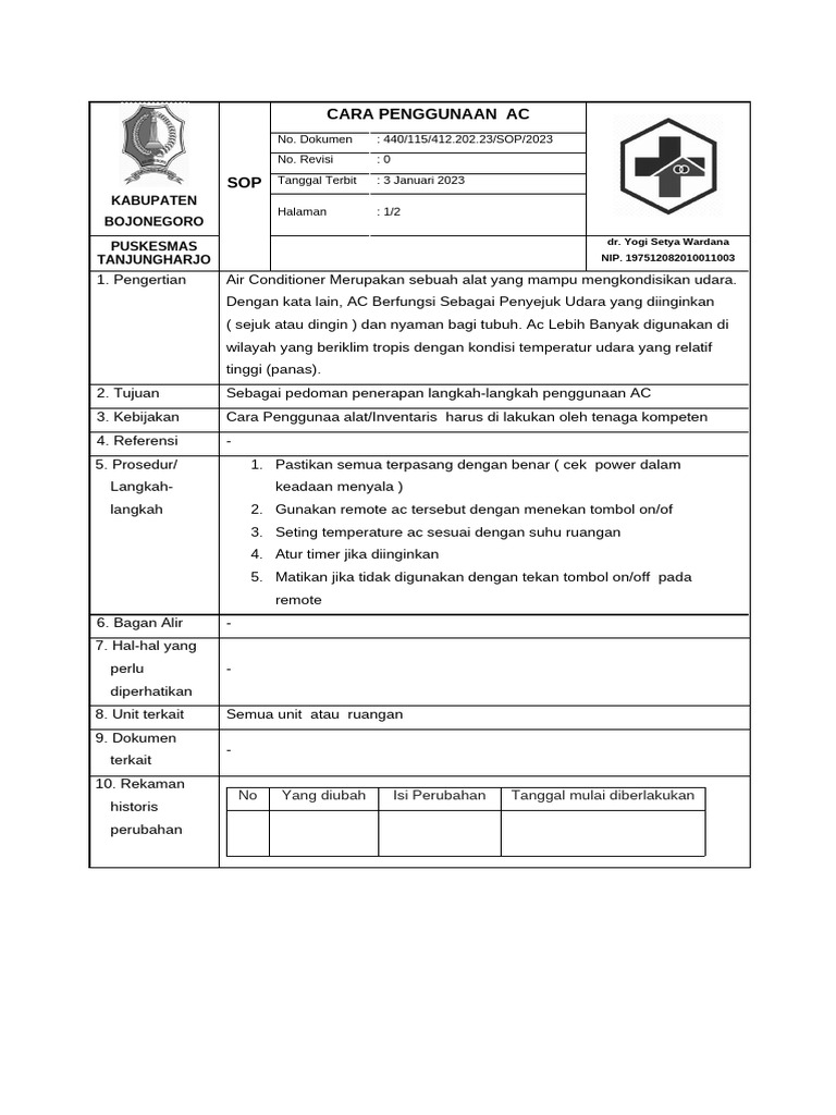 Kop Sop - Cara Penggunaan Ac | PDF