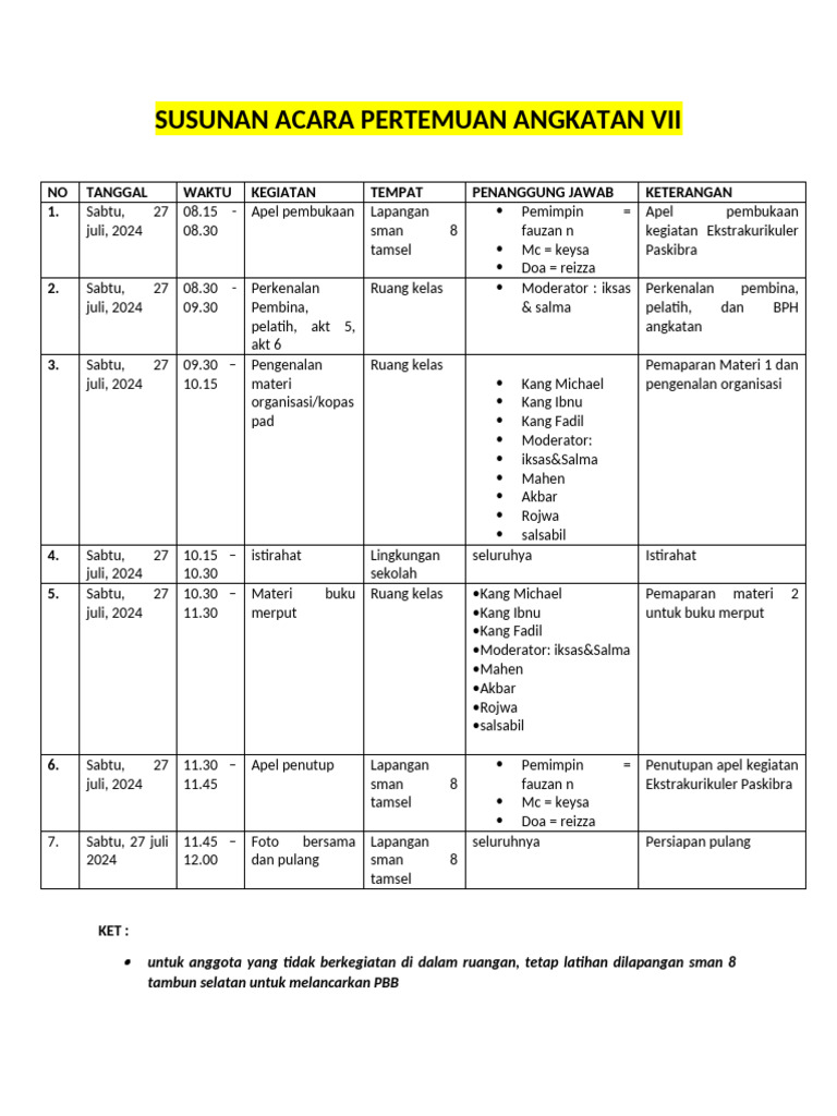 Susunan Acara Angkatan Vii Pdf