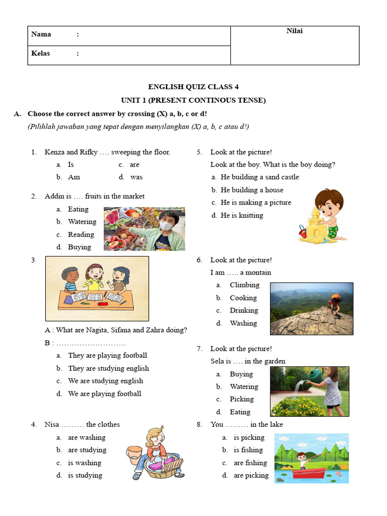 Kelas 4 Quiz Unit 1 Pdf
