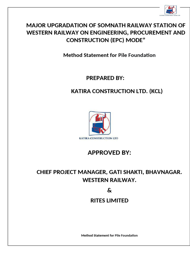 Method Statement for Pile Foundation | PDF | Deep Foundation | Borehole