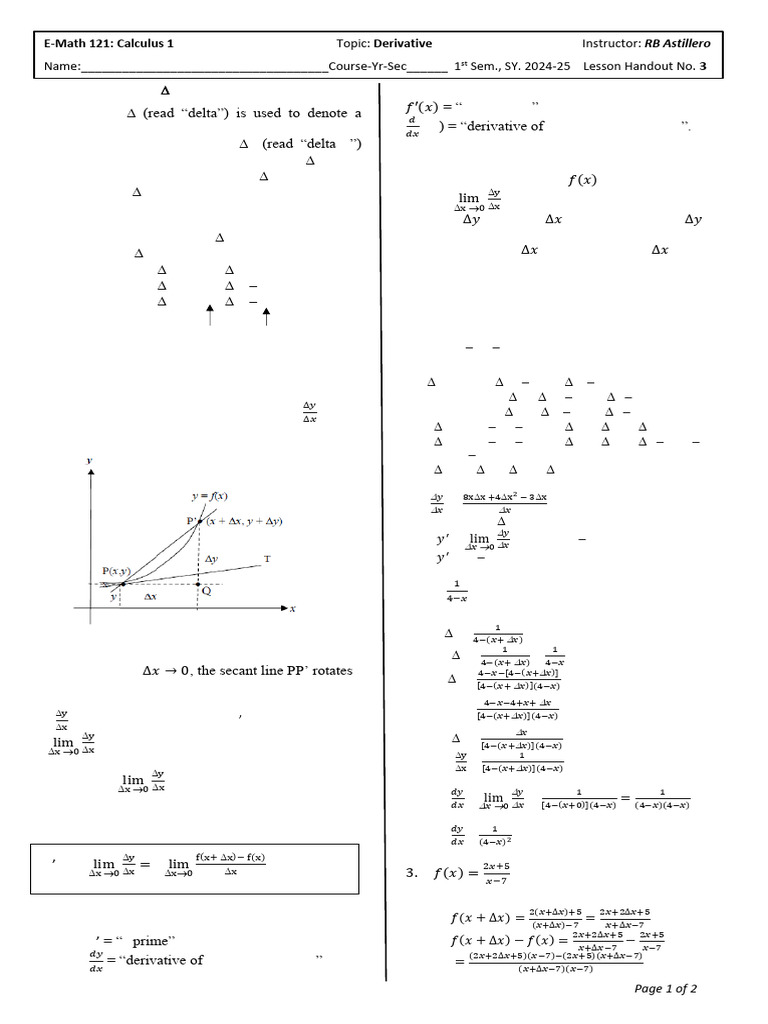 Handout#3 Derivative | PDF