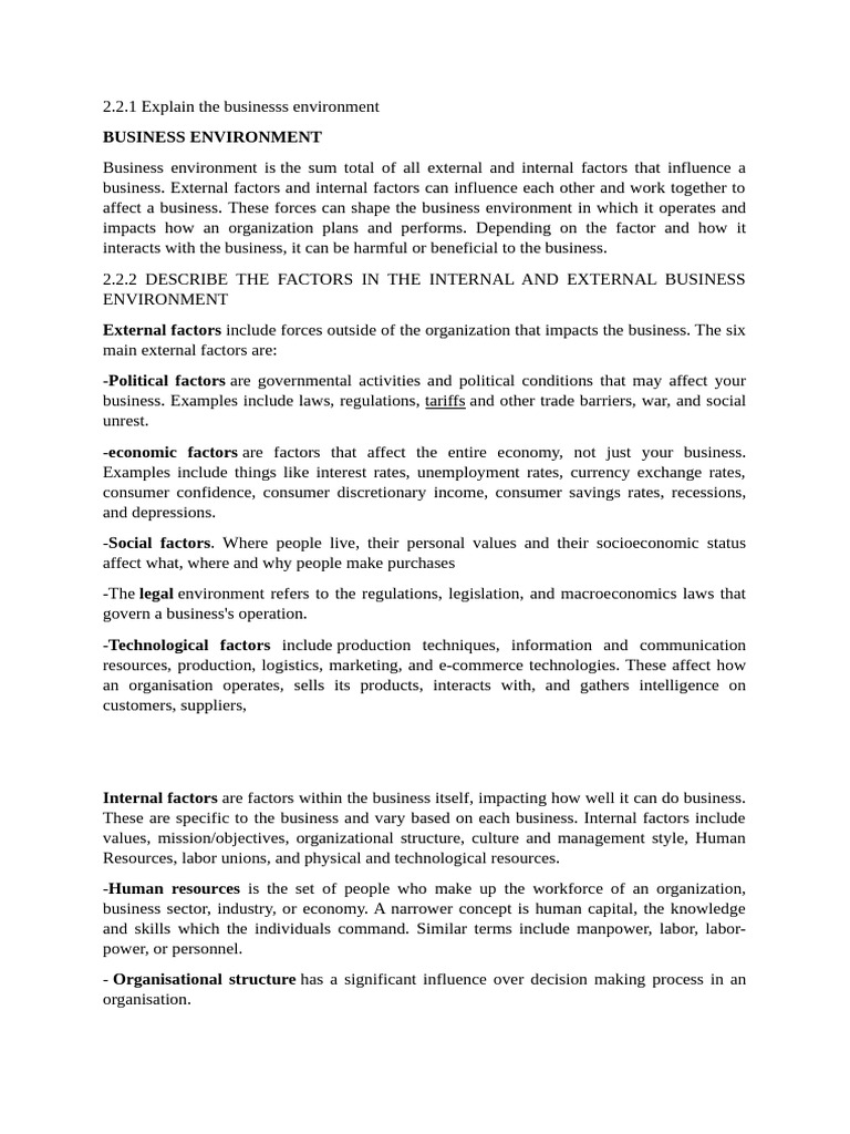 Business Environment Notes Final | PDF