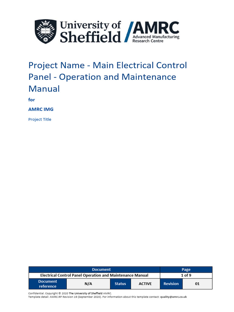 AMRC Electrical Control Panel Operation and Maintenance Manual | PDF