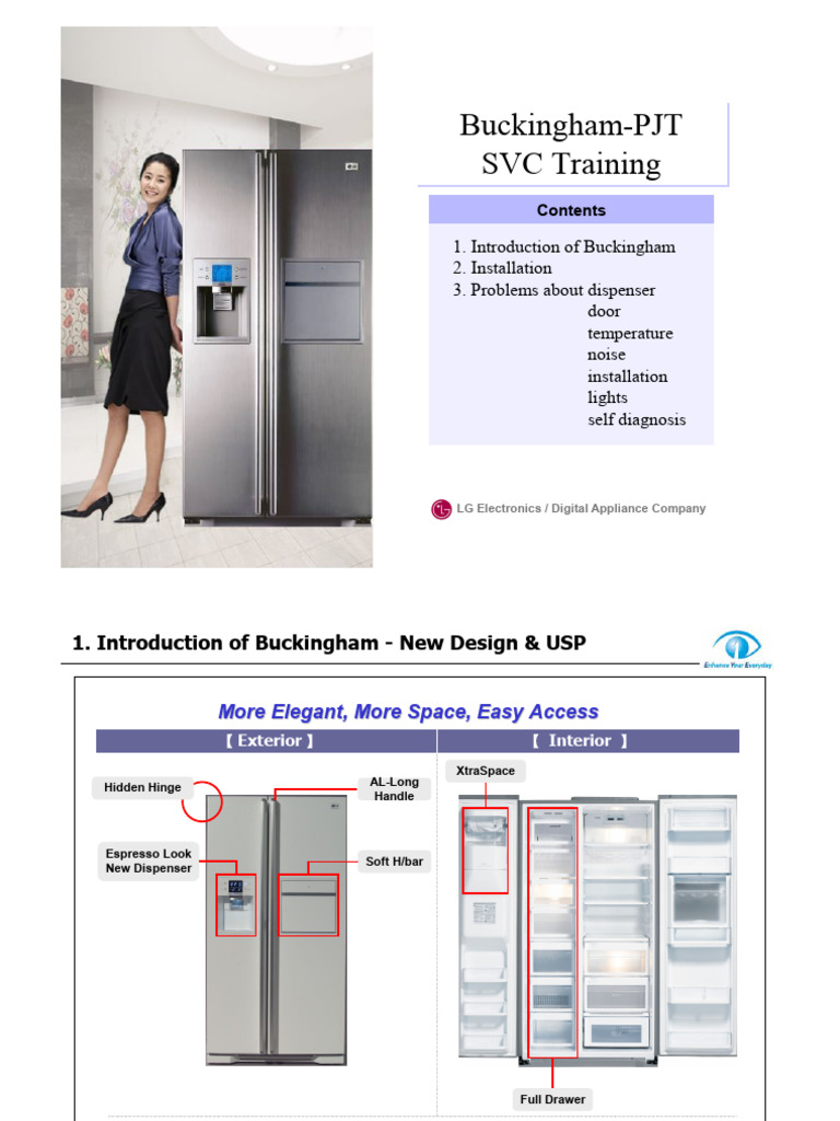 LG Buckingham-Pjt Refrigerator Training Manual | PDF