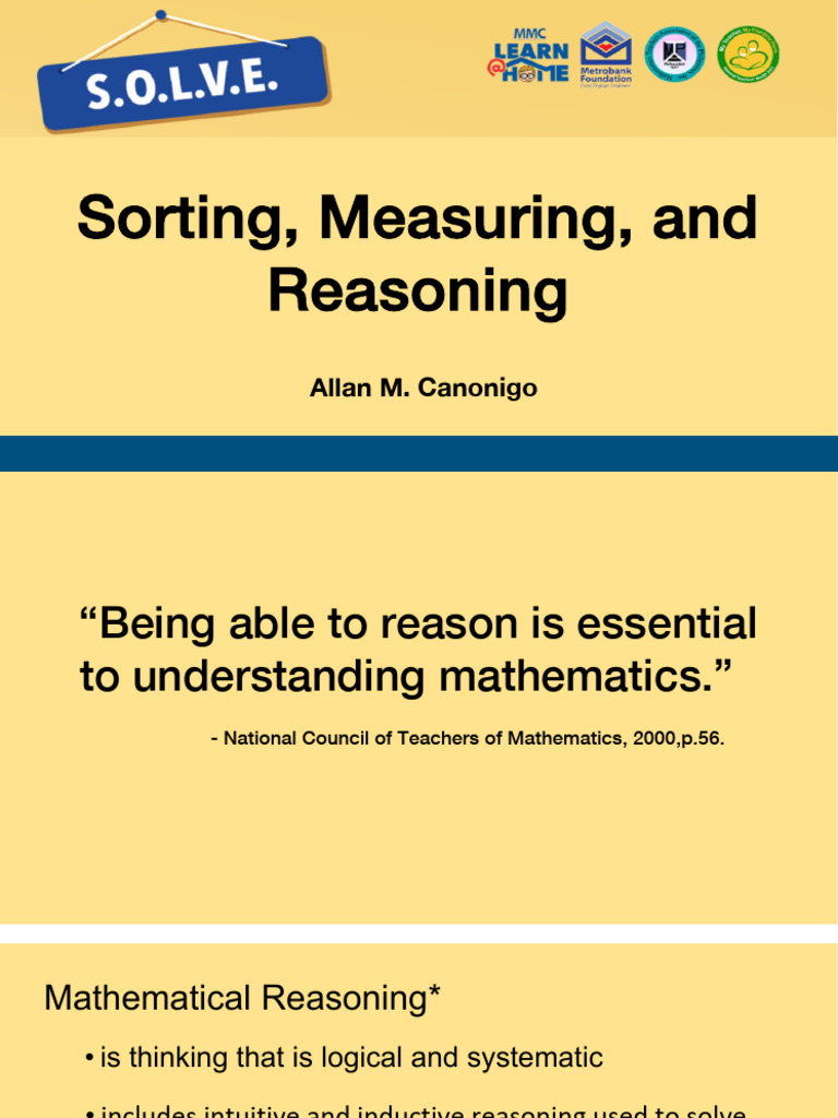 SOLVE 3 - Sorting Measuring and Reasong - DR - Canonigo | PDF