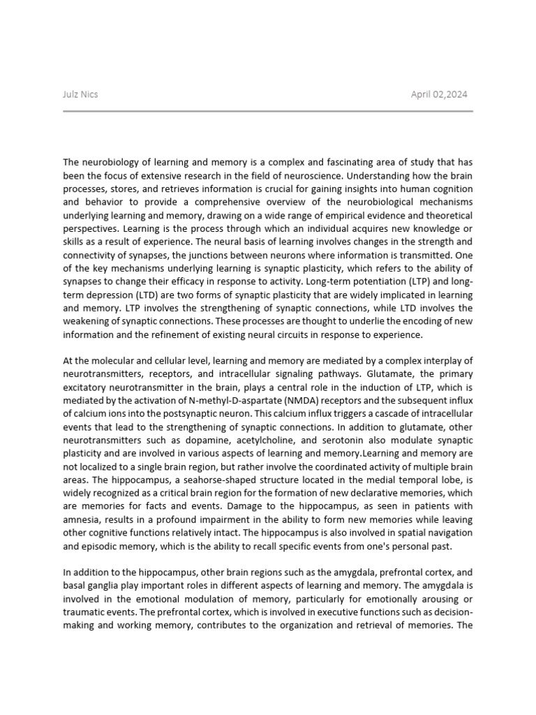 Neurobiology Of Learning And Memory Pdf