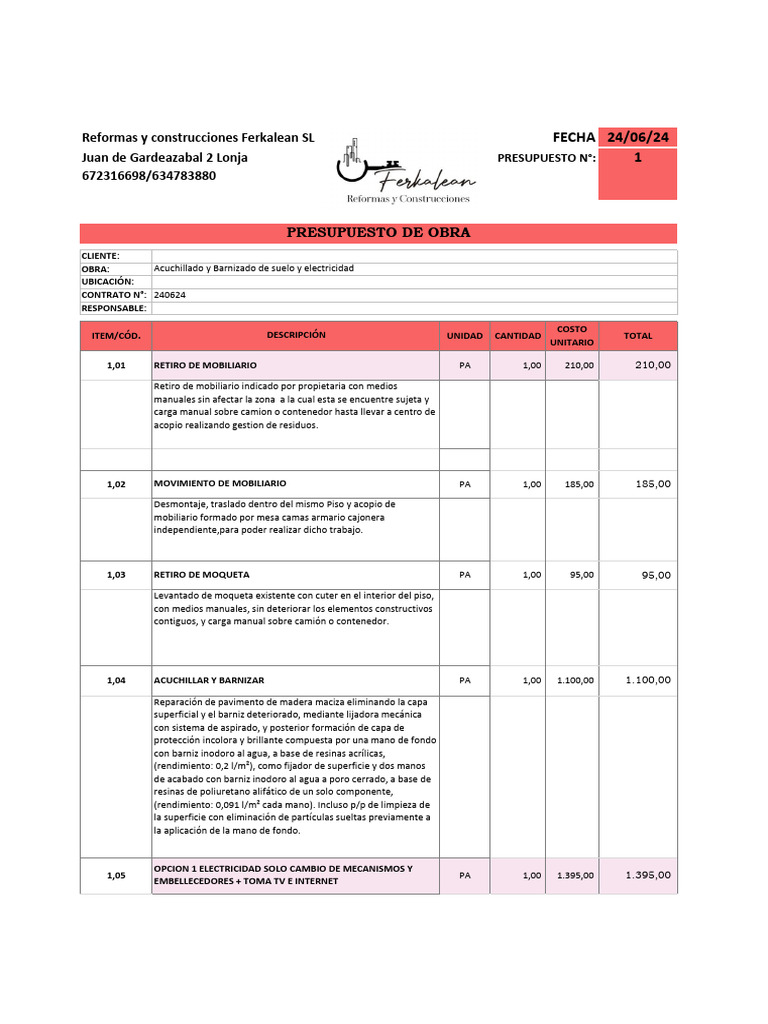 Modelo de Presupuesto | PDF