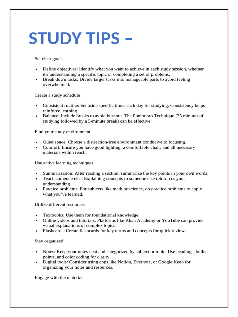 Study Tips | PDF