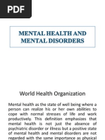 Mental Health and Mental Disorders