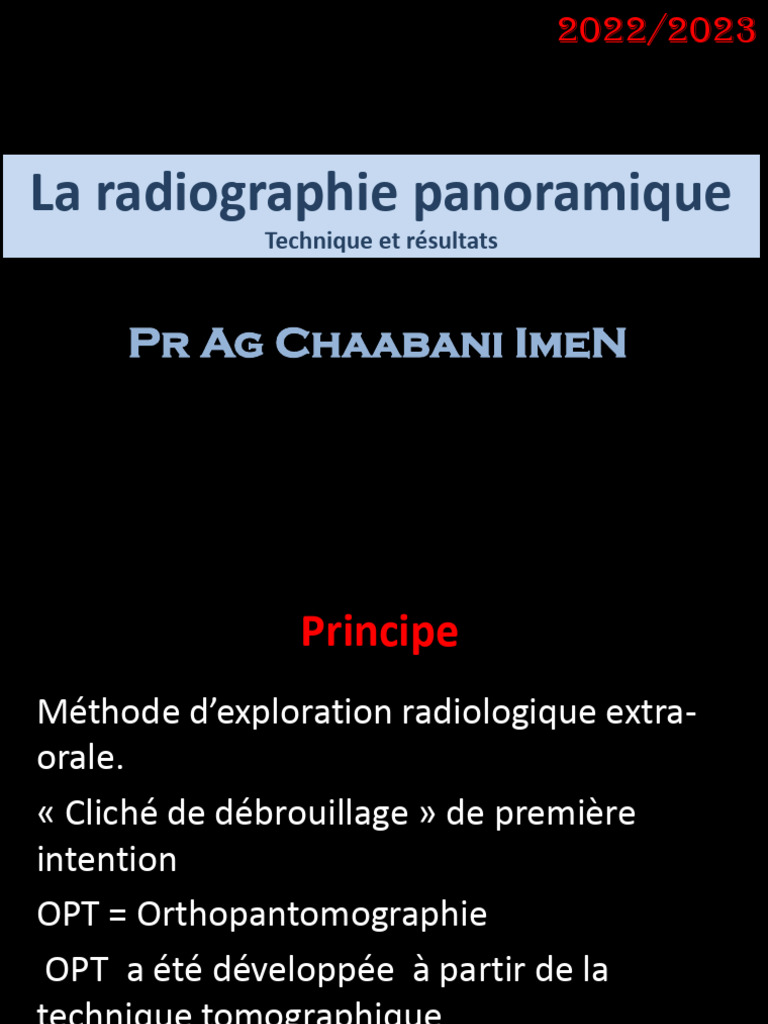 4 La Radiographie Panoramique Diapos PDF