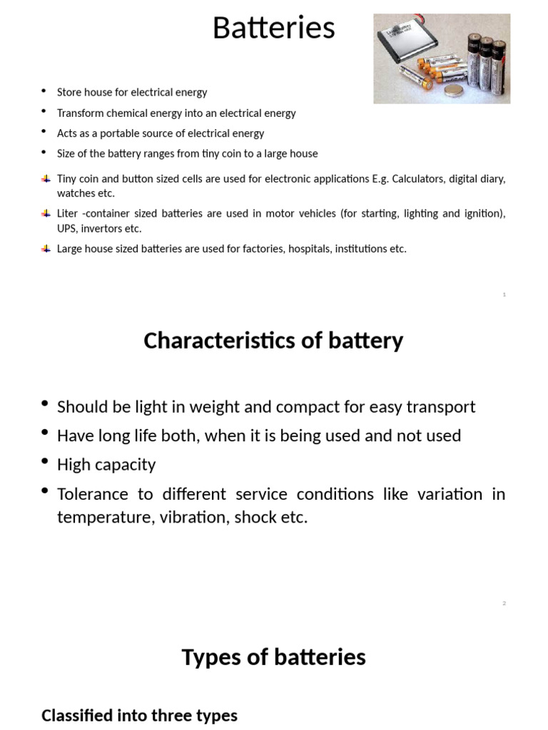 Batteries PPT 1 | PDF