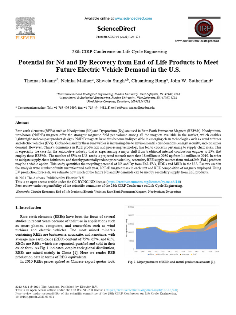 Potential For ND and Dy Recovery From End-of-Life | PDF