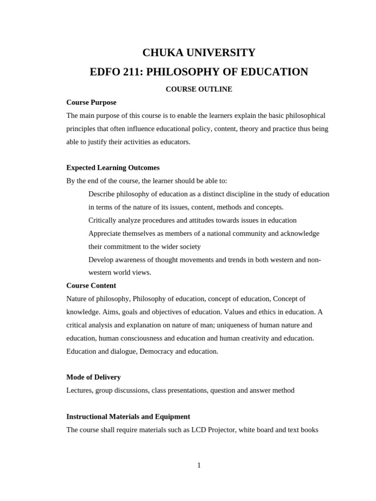 Edfo 211 Notes - Aug 2021-5 | PDF