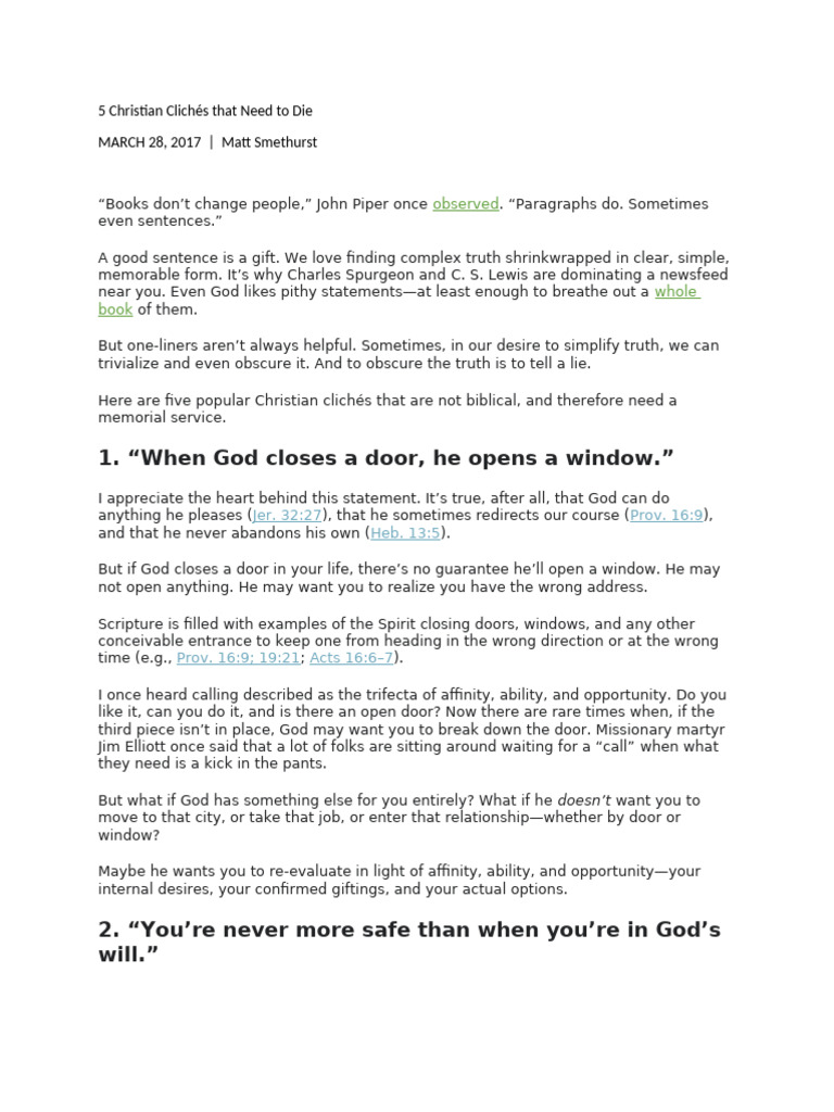5 Christian Clichés That Need To Die | PDF