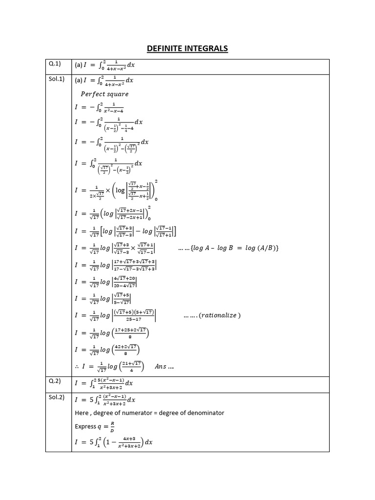 CBSE Worksheets For Class 12 Definite Integrals Assignment 07 | PDF