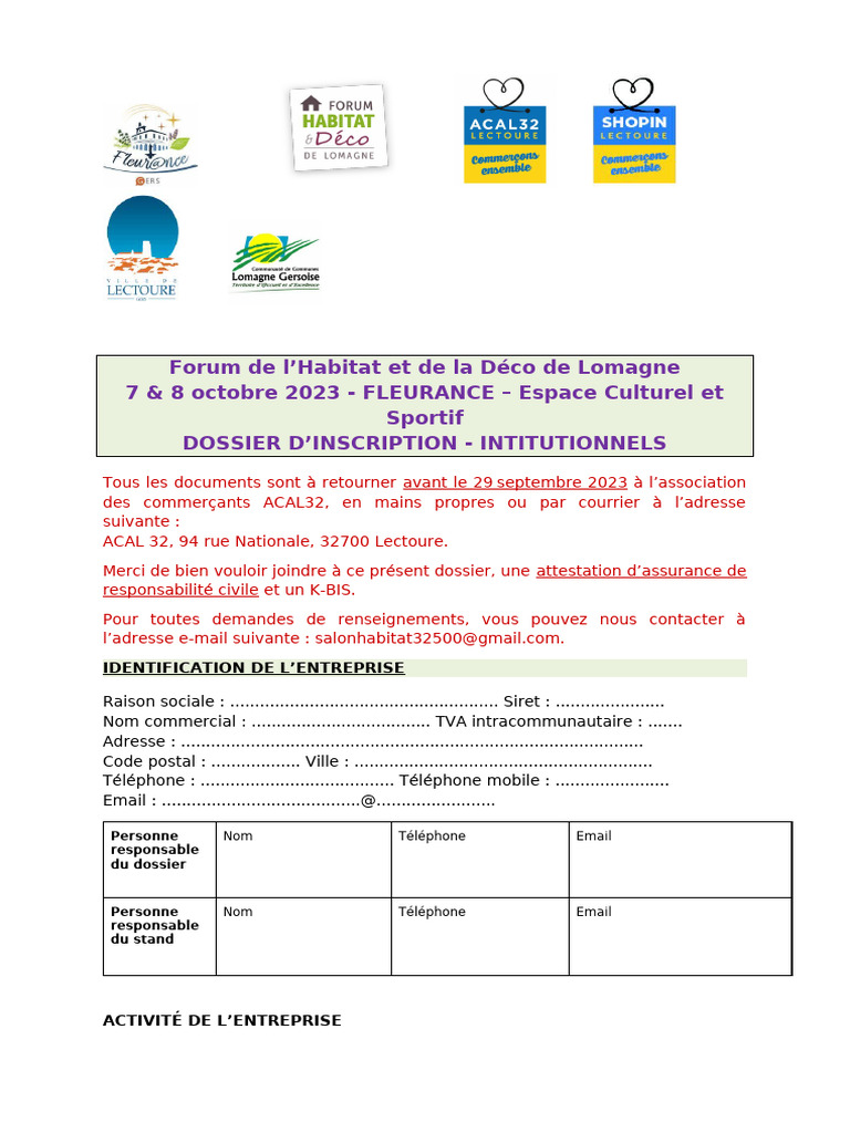 01 - Dossier Inscription Institutionnels 2023 - V2 | PDF